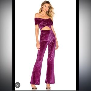 X REVOLVE LYNETTE JUMPSUIT. House of Harlow 1960. Deep Magenta. Size XXS.